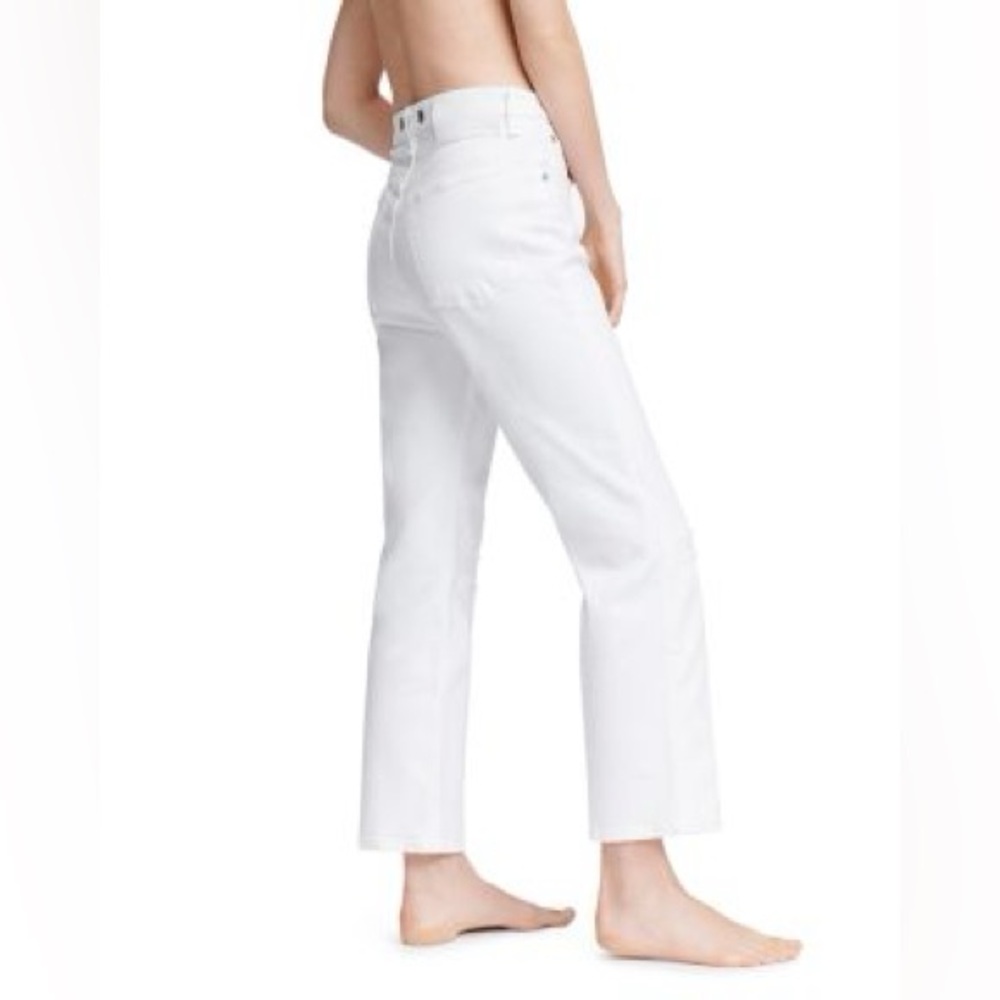 Rag & Bone Maya High-Rise Ankle Straight-Leg Jeans in Worn Vintage White Size 26